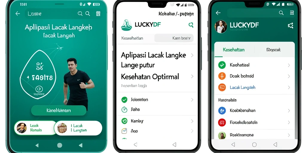 Tampilan antarmuka aplikasi LUCKYDF yang menampilkan fitur Lacak Langkah.
